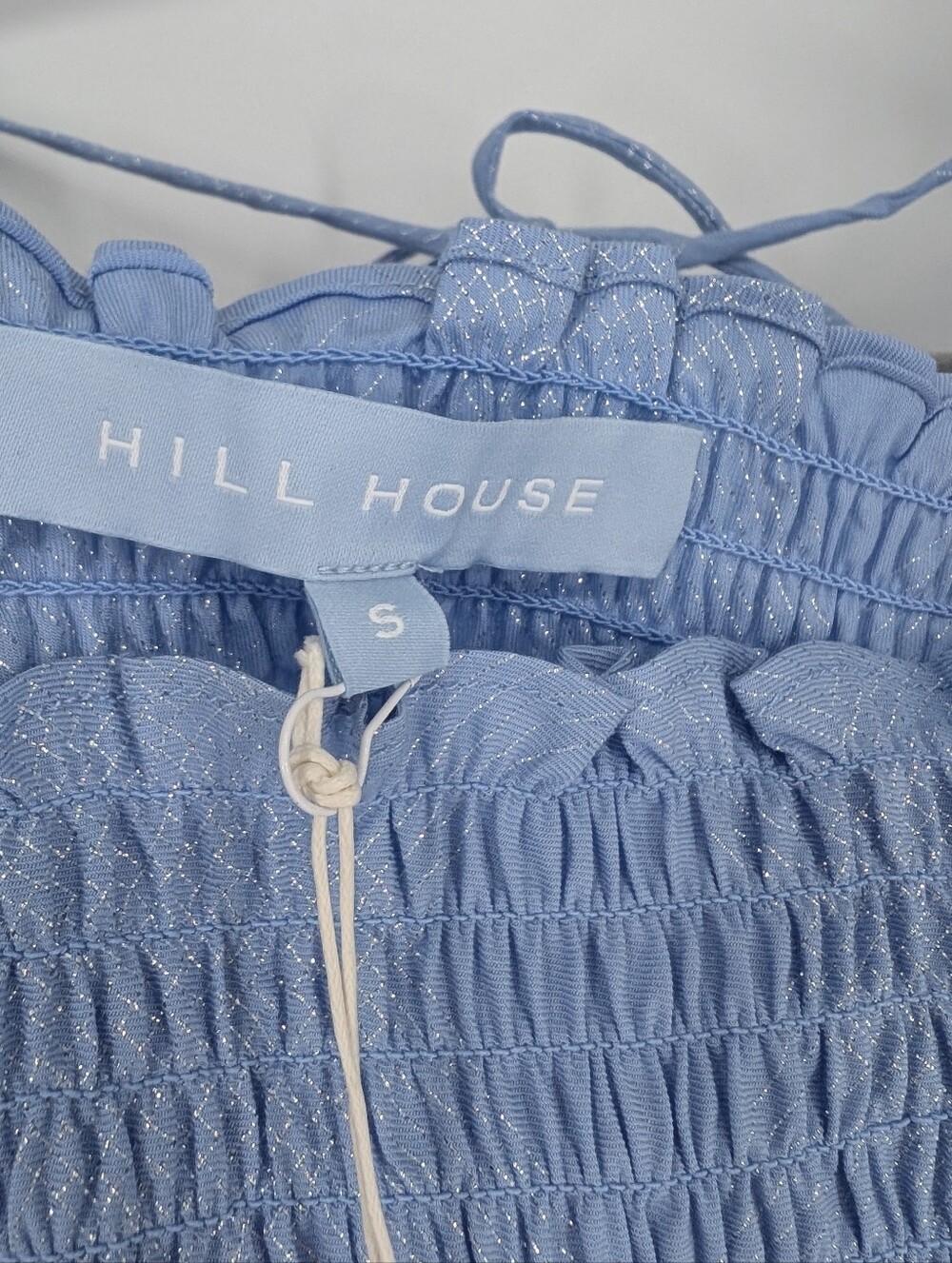 Hill House Athena Nap Dress Blue Glitter Check Silver Small NWT Babydoll Mini - Picture 7 of 7